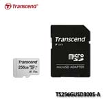 Transcend創見 300S Micro SD RAM Card 256GB (T-Flash) SDXC Class10 UHS-I U3 V30 A1(含SD轉接卡) TS256GUSD300S-A