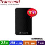 Transcend創見 1TB TS1TSJ25A3K 黑色 StoreJet 25A3 2.5吋外接式硬碟機(三年保固)