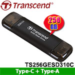 Transcend創見 256GB TS256GESD310C ESD310系列 太空黑 Type-C+Type-A雙接頭 外接式SSD固態硬碟 (五年保固)