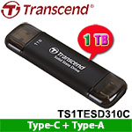 Transcend創見 1TB TS1TESD310C ESD310系列 太空黑 Type-C+Type-A雙接頭 外接式SSD固態硬碟 (五年保固)