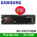 SAMSUNG三星 2TB MZ-V9P2T0BW 990 PRO M.2 2280 PCIe NVMe SSD固態硬碟 (五年保固)(4603.WF2TB.652)  (促銷價至 04/28止)