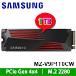 SAMSUNG三星 1TB MZ-V9P1T0CW 990 PRO 含散熱片 M.2 2280 PCIe NVMe SSD固態硬碟 (五年保固)(4603.WF1TC.652)(促銷價至04/28止)