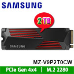SAMSUNG三星 2TB MZ-V9P2T0CW 990 PRO 含散熱片 M.2 2280 PCIe NVMe SSD固態硬碟 (五年保固)(4603.WF2TC.652)(促銷價至04/28止)