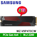 SAMSUNG三星 4TB MZ-V9P4T0CW 990 PRO 含散熱片 M.2 2280 PCIe NVMe SSD固態硬碟 (五年保固)(4603.WF4TC.652)