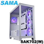 SAMA先馬 SAK702(W) 白色 新境界 幻彩版 鋼化玻璃透側 機殼