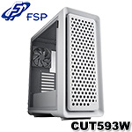 FSP全漢 CUT593W 白色 強化玻璃側透 E-ATX 機殼