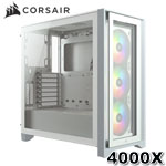 Corsair海盜船 iCUE 4000X RGB 白色 鋼化玻璃透測 RGB 中塔ATX機殼(CC-9011205)