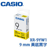 CASIO卡西歐 9mm XR-9YW1 黃底黑字 標籤機色帶