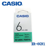 CASIO卡西歐 6mm XR-6GN1 綠底黑字 標籤機色帶