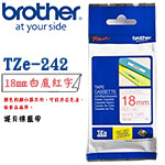 BROTHER 18mm TZe-242 白底紅字 護貝系列 標籤機色帶