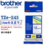 BROTHER 18mm TZe-243 白底藍字 護貝系列 標籤機色帶