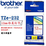 BROTHER 12mm TZe-232 白底紅字 護貝系列 標籤機色帶
