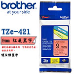 BROTHER 9mm TZe-421 紅底黑字 護貝系列 標籤機色帶