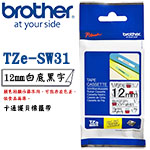 BROTHER 12mm TZe-SW31 Snoopy White 白底黑字 卡通護貝系列 標籤機色帶