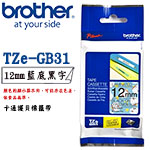BROTHER 12mm TZe-GB31 Doraemon Blue 藍底黑字 卡通護貝系列 標籤機色帶