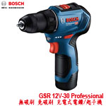 BOSCH GSR 12V-30 Professional 無碳刷 免碳刷 充電式電鑽/起子機 (雙電 手提箱組) (06019G90C0)